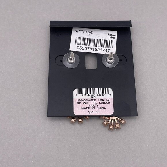 I.N.C Faux Pearl Crystal Dangle Drop Linear Earrings Post Back Closure - Picture 4 of 4